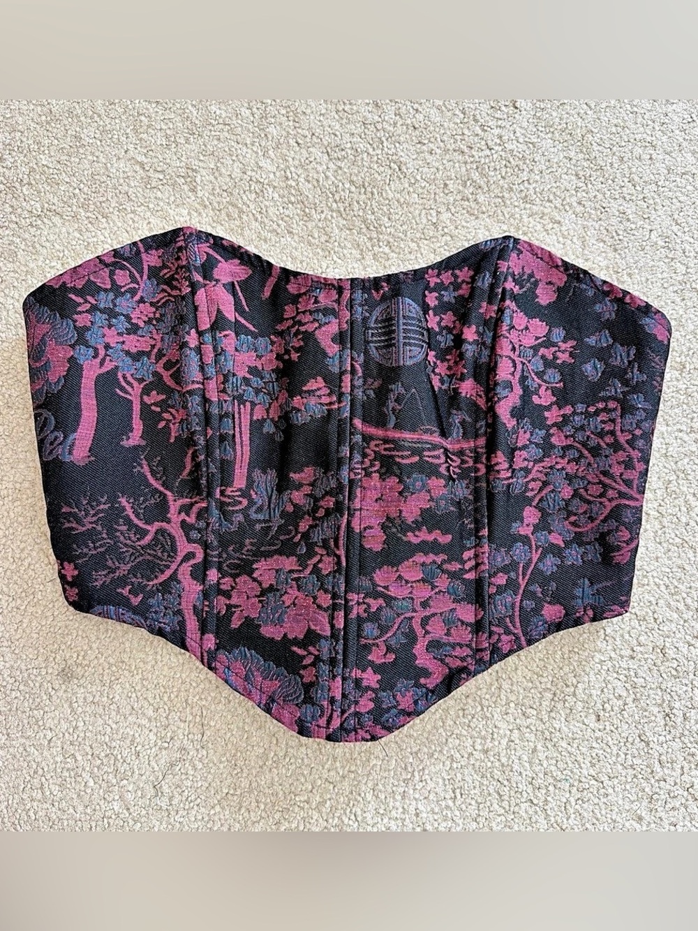 Tic Toc Tapestry Corset Women’s Size L  Floral Forest Whimsigoth Y2K Style Punk